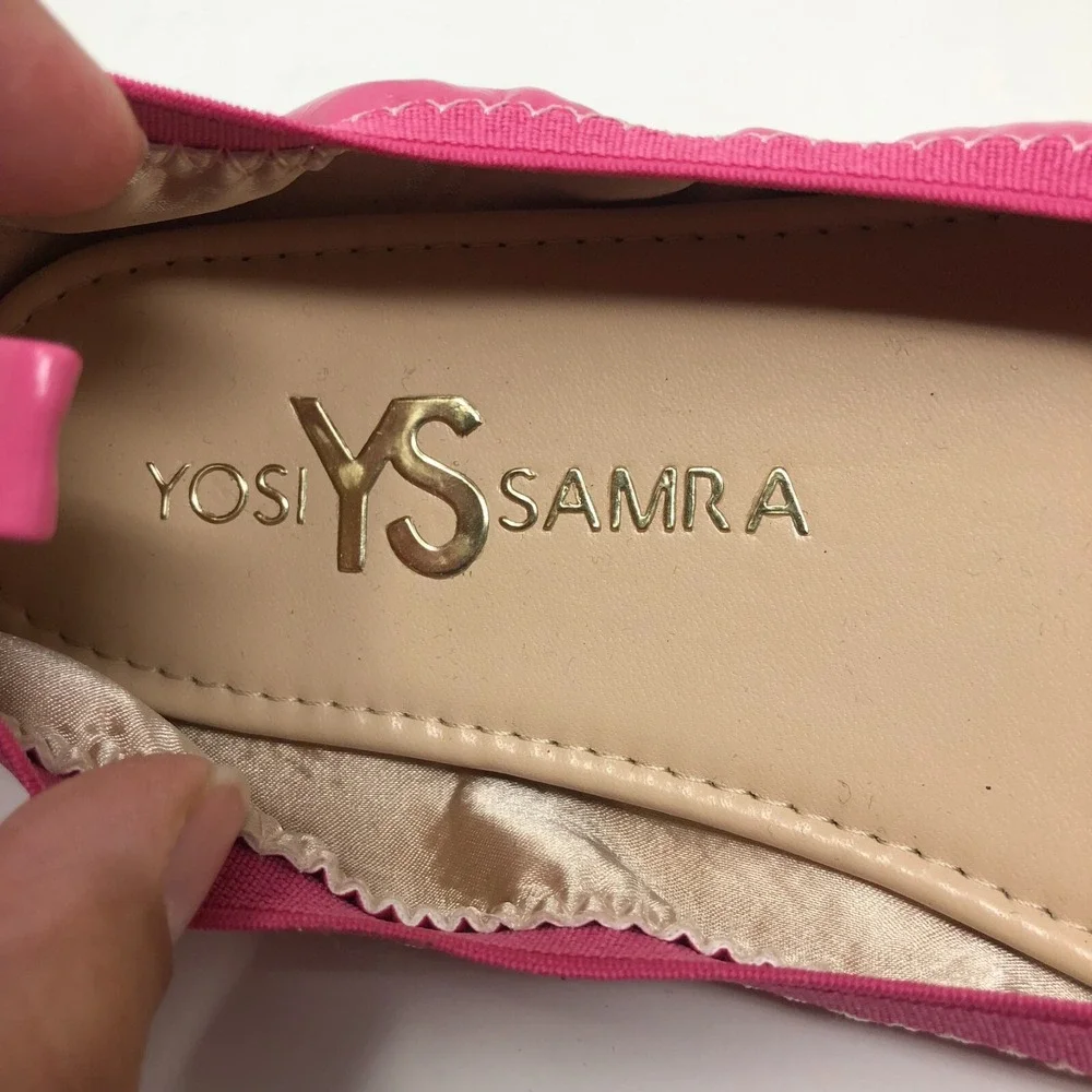 Yosi Samra Ballet Flat Shoes Girls 4 Pink Faux Patent Leather Stretch Comfort